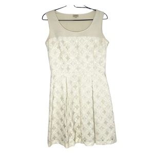 Cremieux Cream Floral Lace Sleeveless Dress 6